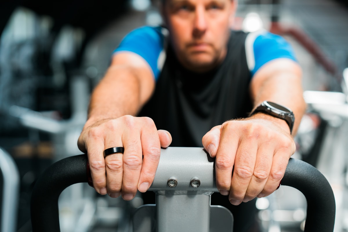 Active man exercising in his forties