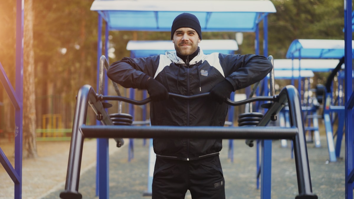 Man performing strength training